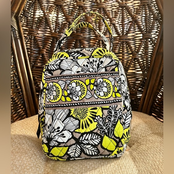 Vera Bradley Handbags - Vera Bradley Baroque Pattern Insulated Lunch Bunch Box Bag Tote Yellow Gray